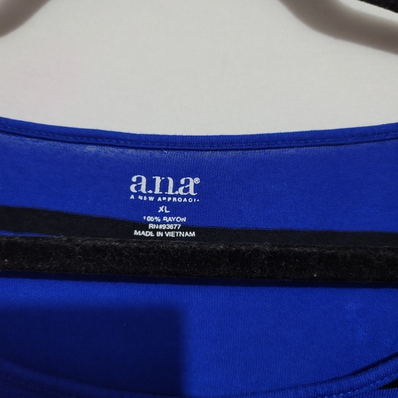 a.n.a blue black striped top drop sleeve striped top - Picture 5 of 9